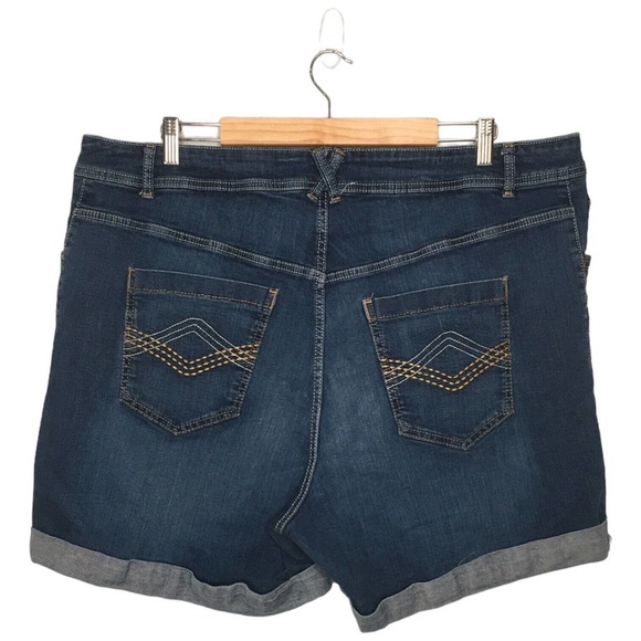 Lane Bryant High Rise Rolled Cuffed Boyfriend Stretch Denim Jean Shorts Blue 28 - Picture 5 of 11